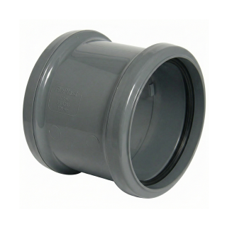 Grey Double Socket FloPlast Push-Fit 110mm Coupling