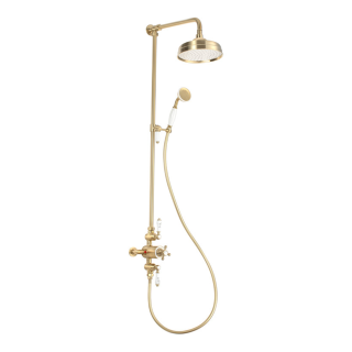 Brushed Brass Berwick Traditional Thermostatic Twin Outlet Shower