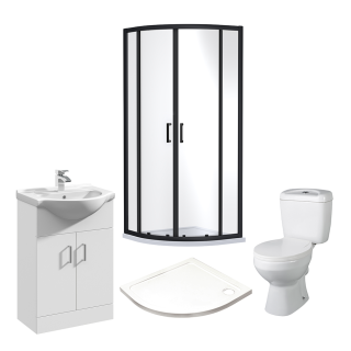 Black 800mm Not Required Value Quadrant Shower Vanity Suite