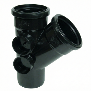 Black 135° (45°) FloPlast Push-Fit 110mm Branch