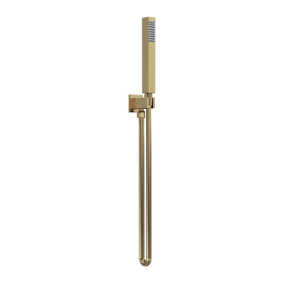 Brushed Brass Square Pencil Shower Handset with Hose & Parking Bracket