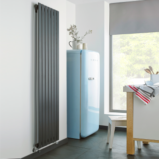 Textured Grey Vertical Boston Designer Radiator (Single & Double + Available In 42 Sizes)