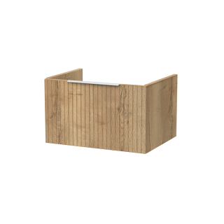 Autumn Oak Wall Hung 1 Drawer Flume Fluted Vanity Unit