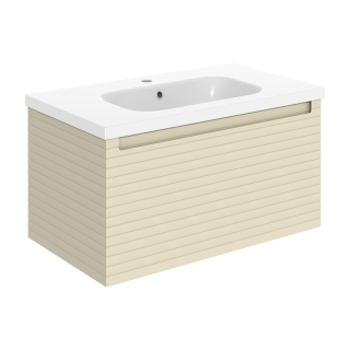 815mm Matt Cotton 1 Tap Hole Ceramic Basin Align Wall Hung Vanity Unit (600mm - 800mm Available)