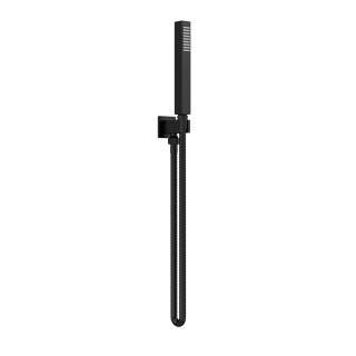 Matt Black Square Pencil Shower Handset with Hose & Parking Bracket