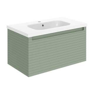 815mm Matt Willow Green 1 Tap Hole Ceramic Basin Align Wall Hung Vanity Unit (600mm - 800mm Available)