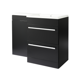 1100mm Matt Black Right Hand 2 Drawer Matrix Combination Vanity Unit