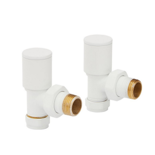 White Angled Towel Radiator Valves