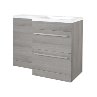 1100mm Silver Oak Right Hand 2 Drawer Matrix Combination Vanity Unit