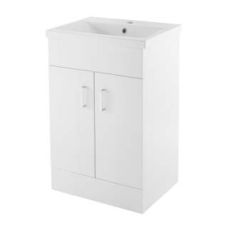 Value Square White Gloss Vanity Unit (500mm - 600mm Available)