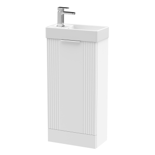 White Floor Standing Deco Cloakroom 1 Door Vanity Basin Unit