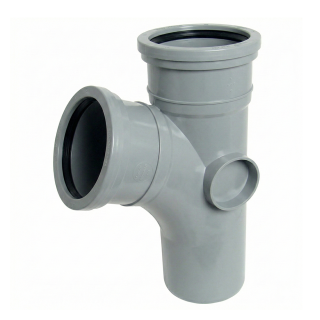 Grey 112½° (67½°) FloPlast Push-Fit 110mm Branch