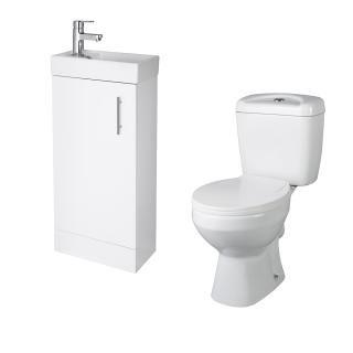 Value Close Coupled Toilet & Floor Standing Cloakroom Unit