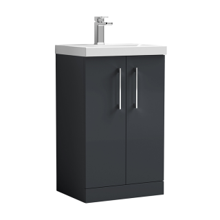 Satin Soft Black 2 Door Value Floor Standing Vanity Unit & Basin (500mm - 600mm Available)