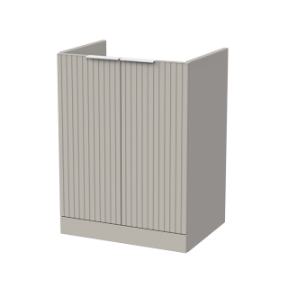 Pebble Grey Floor Standing 2 Door Flume Fluted Vanity Unit