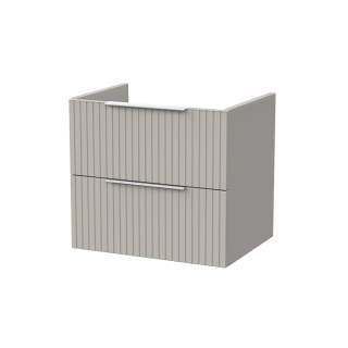 Pebble Grey Wall Hung 2 Drawer Flume Fluted Vanity Unit