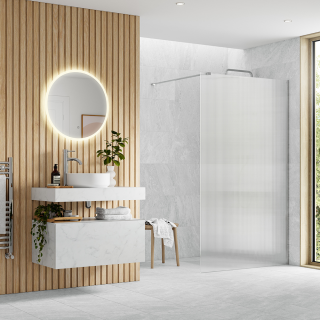 Chrome Wetroom Panel & Support Arm Iconix Fluted Wetroom Panel & Support Bar
