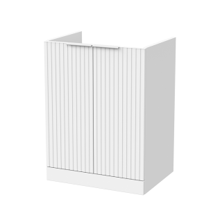 Matt White Floor Standing 2 Door Flume Fluted Vanity Unit