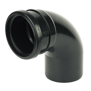 Black Single Socket 92½° (87½°) FloPlast Push-Fit 110mm Soil Bend
