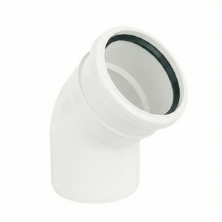 White Single Socket 135° (45°) FloPlast Push-Fit 110mm Soil Bend