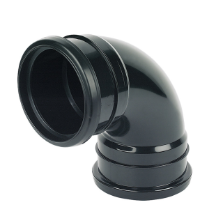 Black Double Socket 92½° (87½°) FloPlast Push-Fit 110mm Soil Bend