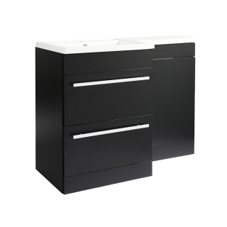 1100mm Matt Black Left Hand 2 Drawer Matrix Combination Vanity Unit