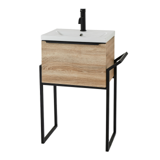 Sonoma Oak Vanity Unit & Basin + Frame Kore Vanity Unit