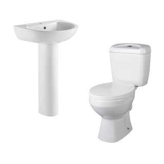 Value Close Coupled Toilet & 540mm Full Pedestal Basin Bundle