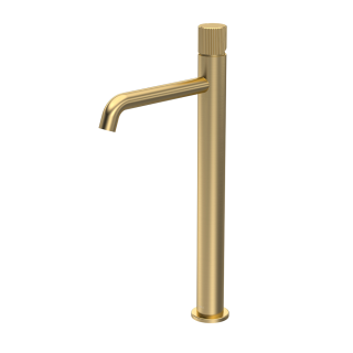 Brushed Brass Esker Fluted Tall Mono Basin Mixer