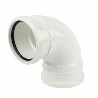 White Double Socket 92½° (87½°) FloPlast Push-Fit 110mm Soil Bend