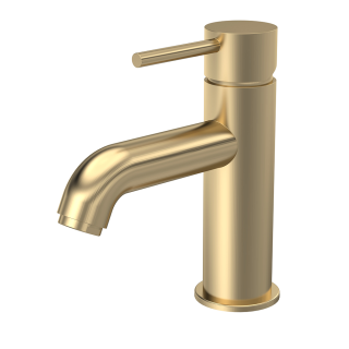 Brushed Brass Omega Cartegena Mono Basin Mixer Tap inc Clicker Waste