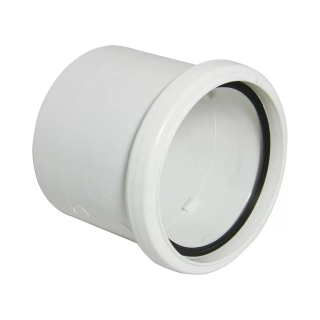White Single Socket FloPlast Push-Fit 110mm Coupling