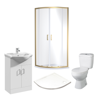 Brushed Brass 800mm Not Required Value Quadrant Shower Vanity Suite