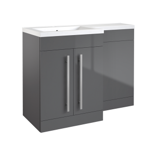 1100mm Storm Grey Gloss Left Hand 2 Door Matrix Combination Vanity Unit