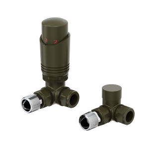 Matt Bronze Corner Designer Thermostatic Radiator Valves