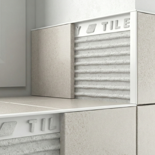 White Plastic Square Edge Tile Trim