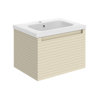 615mm Matt Cotton 1 Tap Hole Ceramic Basin Align Wall Hung Vanity Unit (600mm - 800mm Available)