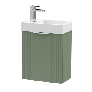 Green Wall Hung Deco Cloakroom 1 Door Vanity Basin Unit