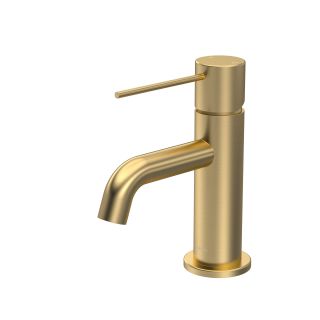 Brushed Brass Riven Pin Lever Mini Mono Basin Mixer With Waste