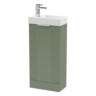 Green Floor Standing Deco Cloakroom 1 Door Vanity Basin Unit
