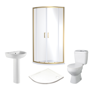 Brushed Brass 800mm Not Required Value Quadrant Shower Suite