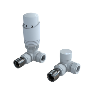 White Gloss Corner Designer Thermostatic Radiator Valves