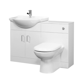 Value White Gloss Combination Vanity Basin & Toilet Pack