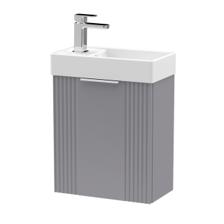 Grey Wall Hung Deco Cloakroom 1 Door Vanity Basin Unit