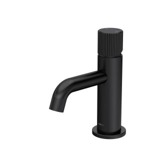 Matt Black Esker Fluted Mini Mono Basin Mixer With Waste