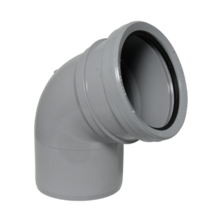 Grey Single Socket 112½° (67½°) FloPlast Push-Fit 110mm Soil Bend