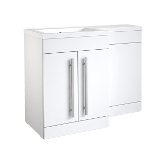 1100mm White Gloss Left Hand 2 Door Matrix Combination Vanity Unit