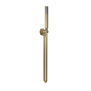 Brushed Brass Round Pencil Shower Handset with Hose & Parking Bracket