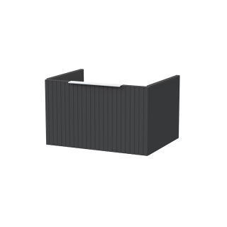 Soft Black Wall Hung 1 Drawer Flume Fluted Vanity Unit