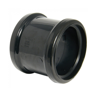 Black Double Socket FloPlast Push-Fit 110mm Coupling